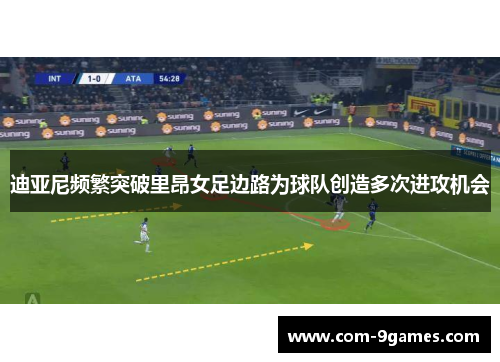迪亚尼频繁突破里昂女足边路为球队创造多次进攻机会